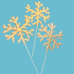 Glittered Snowflake Floral Picks Decorative Christmas Decor 12 inch lot 3